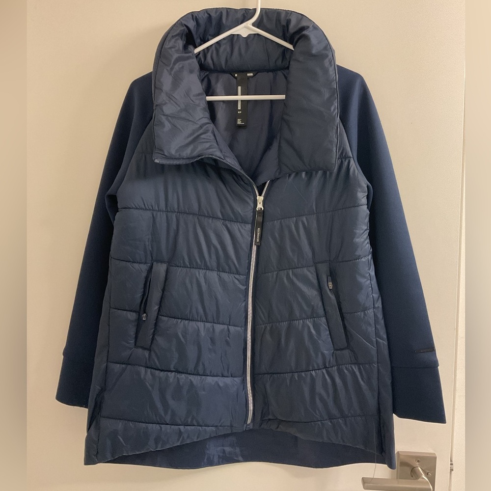 Mondetta Mixed Media Puffer Vest Navy Jacket.